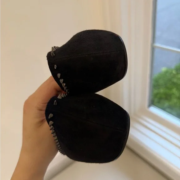 NWOB Christian Louboutin Anjalina Black suede studded flat, size US11/EU41 - Picture 6 of 7